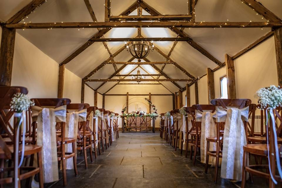 Inside ceremony barn