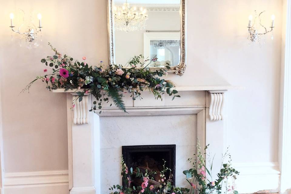 Rustic fireplace.