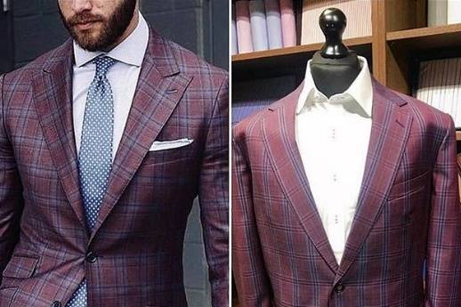 Sleek burgundy suit