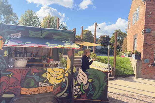 Horsebox bar in courtyard