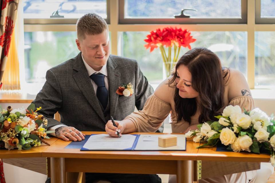 Signing the register