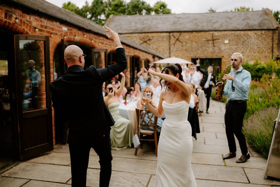Dancing in the courtyard