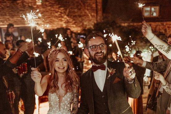 Sparklers in the courtyard