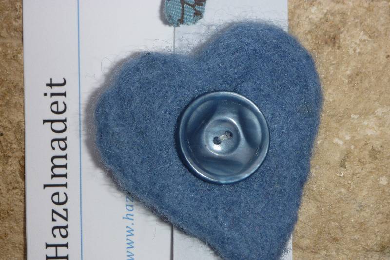 Blue needlfelted heart, vintage heart