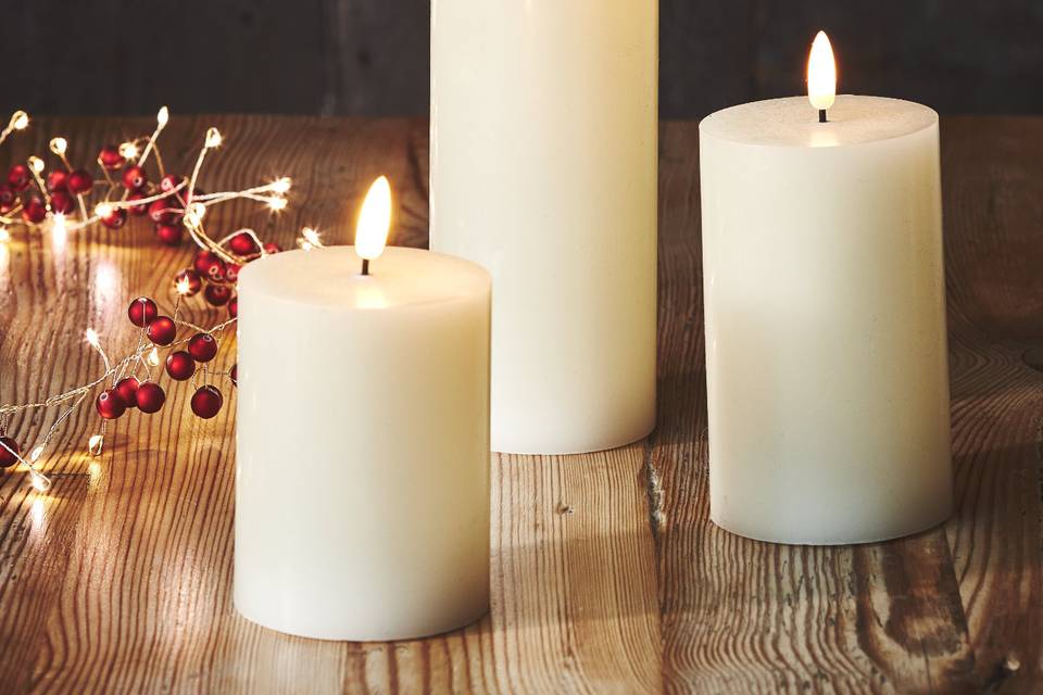 Trio of LED pillar candles