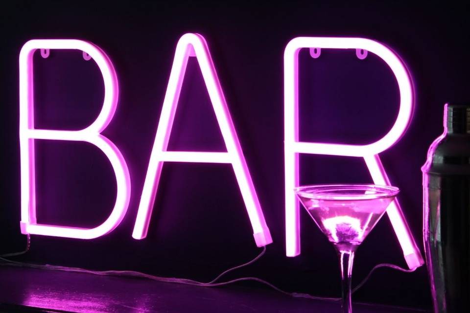 Pink neon letter lights