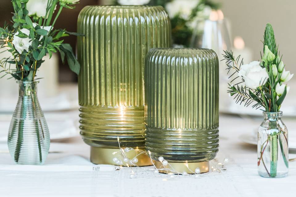 Green Ribbed Cordless Lamps