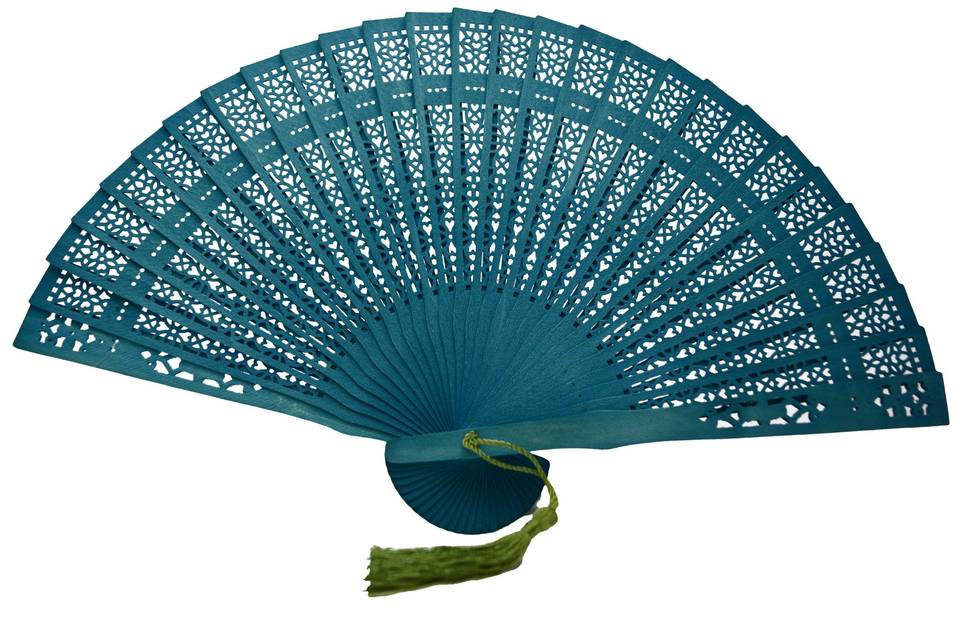 Bluish Green Wooden Fan