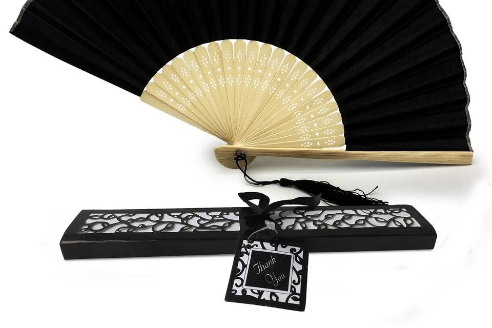 Black Fabric Fan With Gift Box