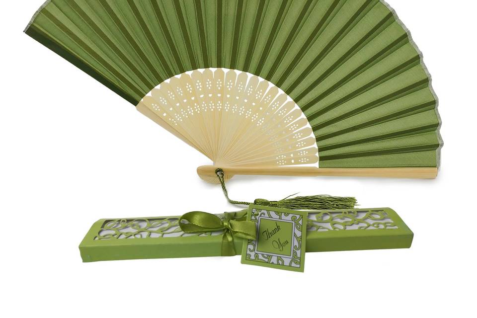 Green Fabric Fan With Gift Box