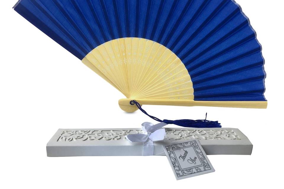 Blue Fabric Fan With Gift Box