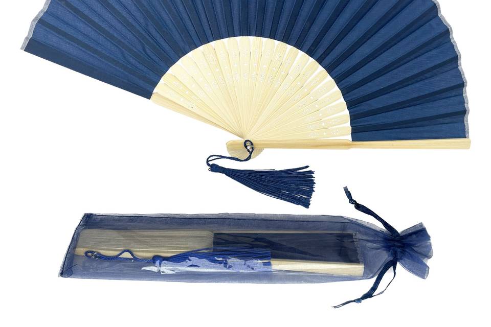 Navy Blue Silk Fan