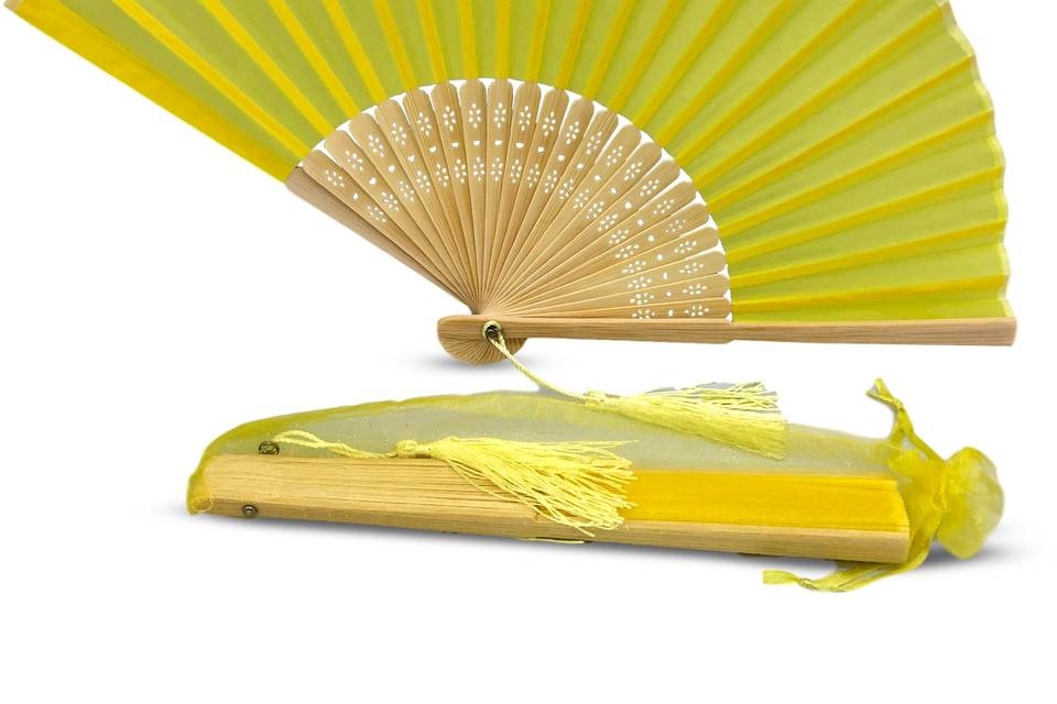 Lime Yellow Silk Fan