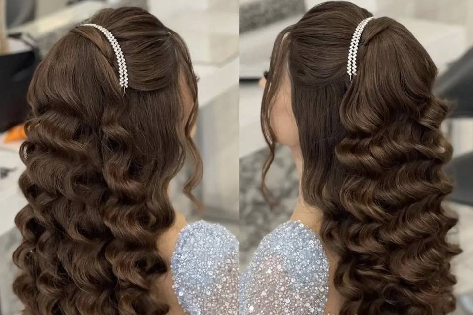 Semi soft curls look.