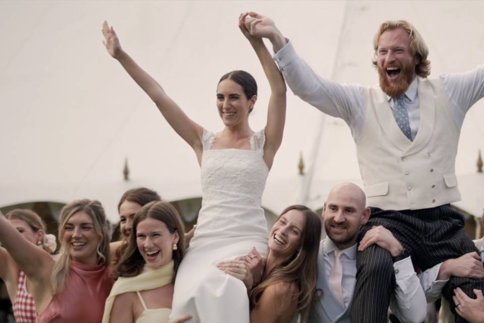 Celebratory reception moment