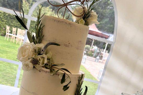 Two-tier semi naked floral