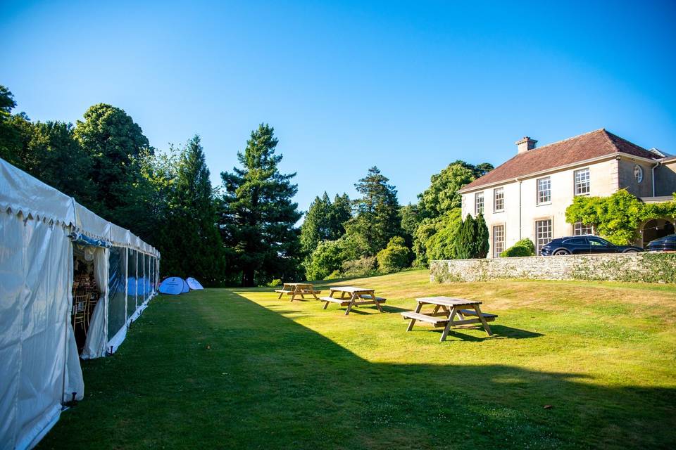 Marquee outside the main house