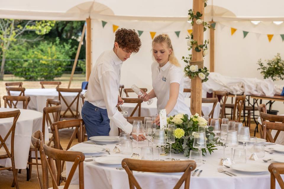 Catering table prep