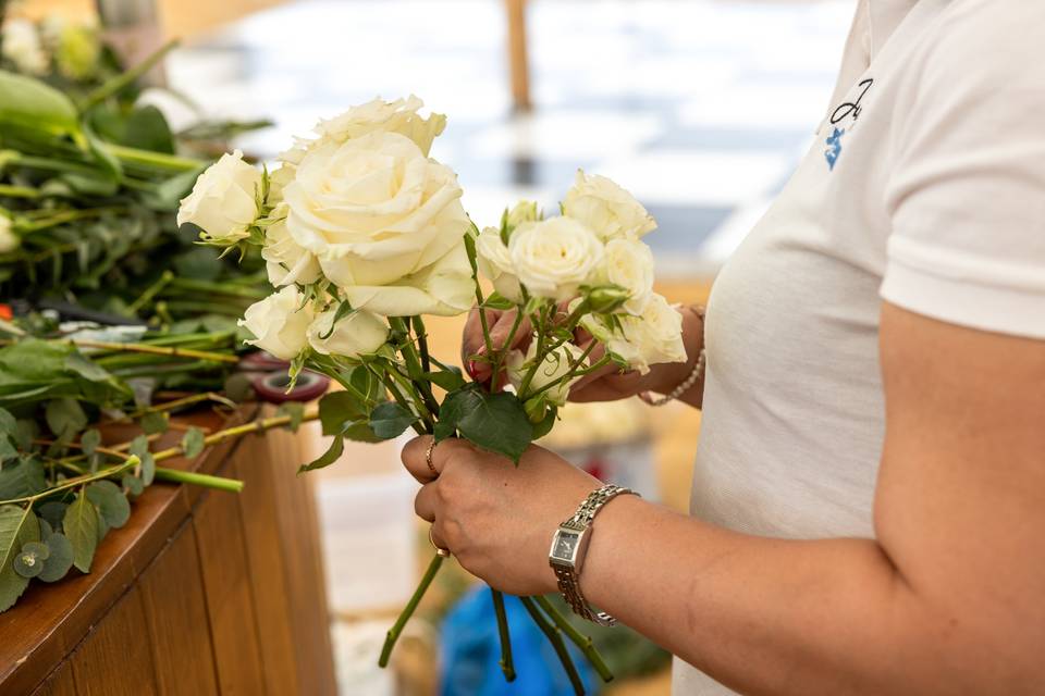Hands bouquet arrangement