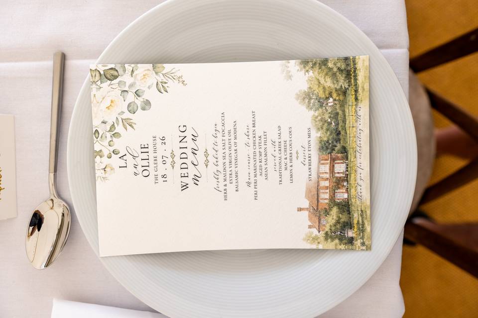 Wedding menu close-up