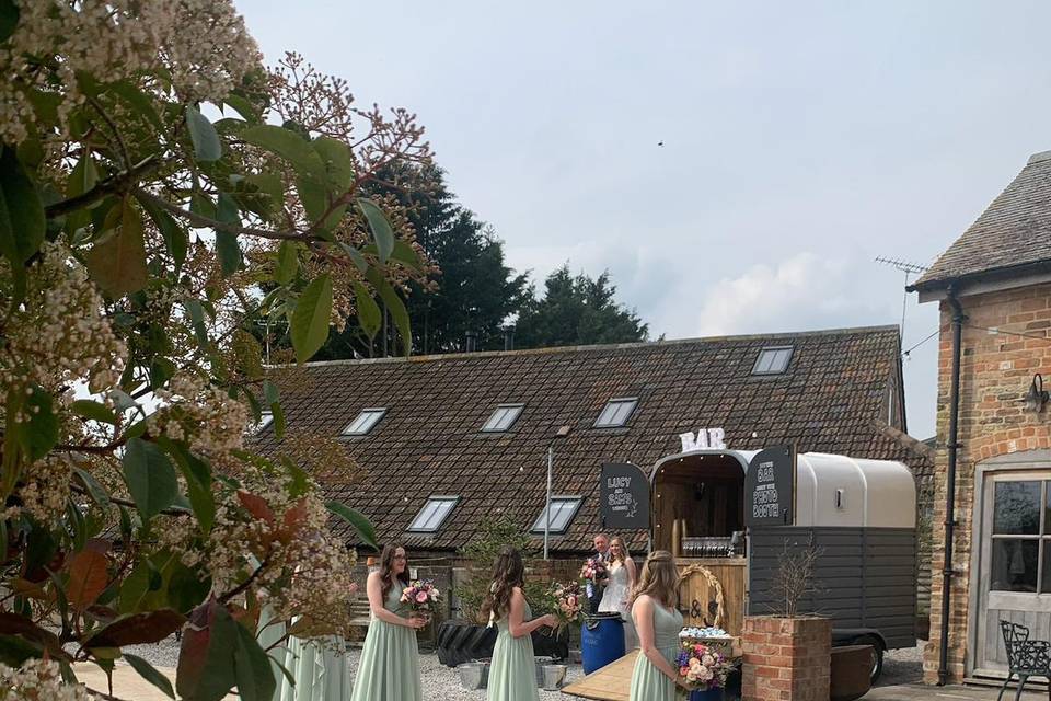 Bride walking past