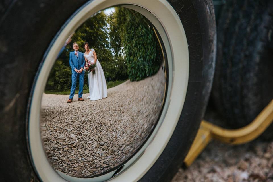 Vintage wheel reflection shot