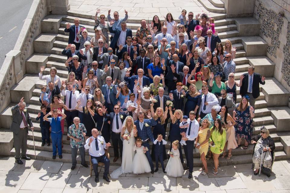 Group portrait from bird's eye view