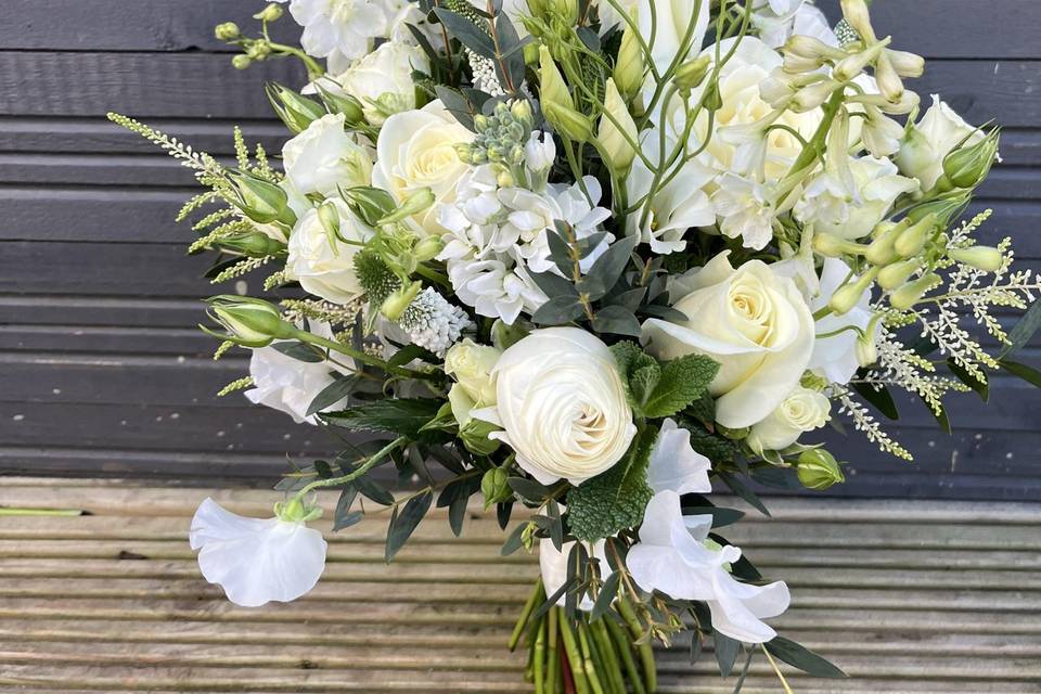 White and ivory wedding bouquet