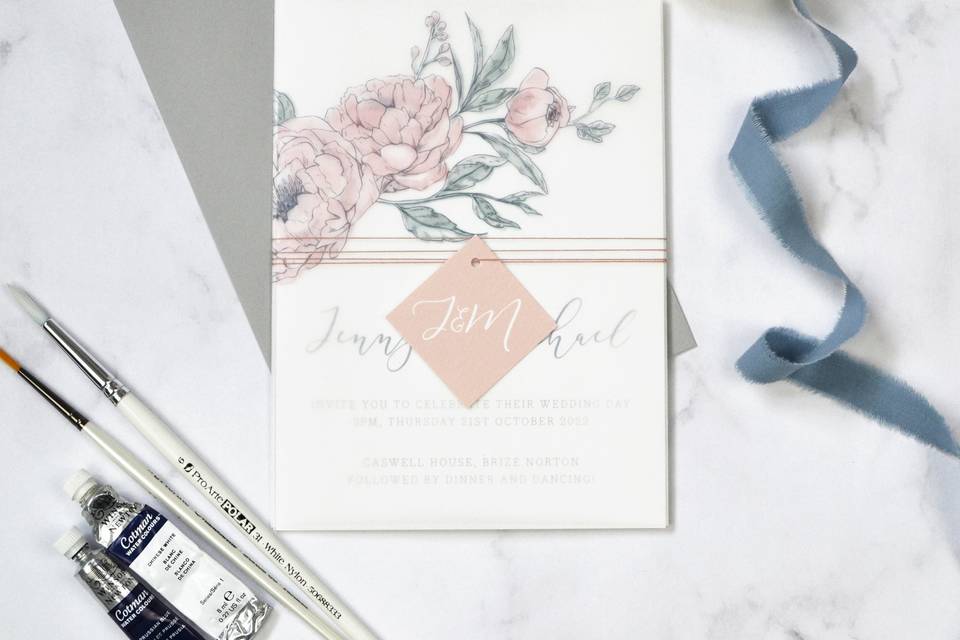 Peony invitation