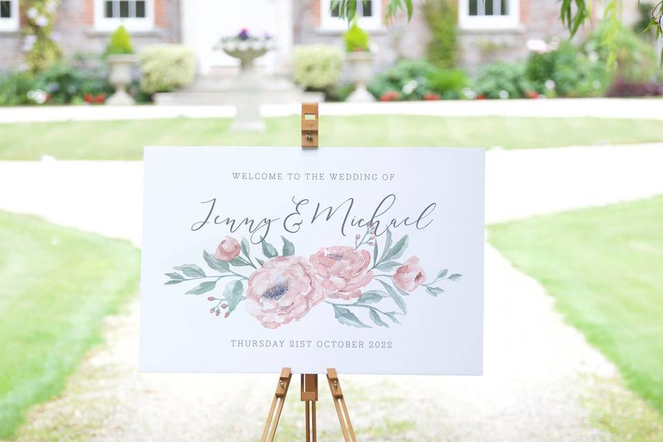 Peony Welcome Sign