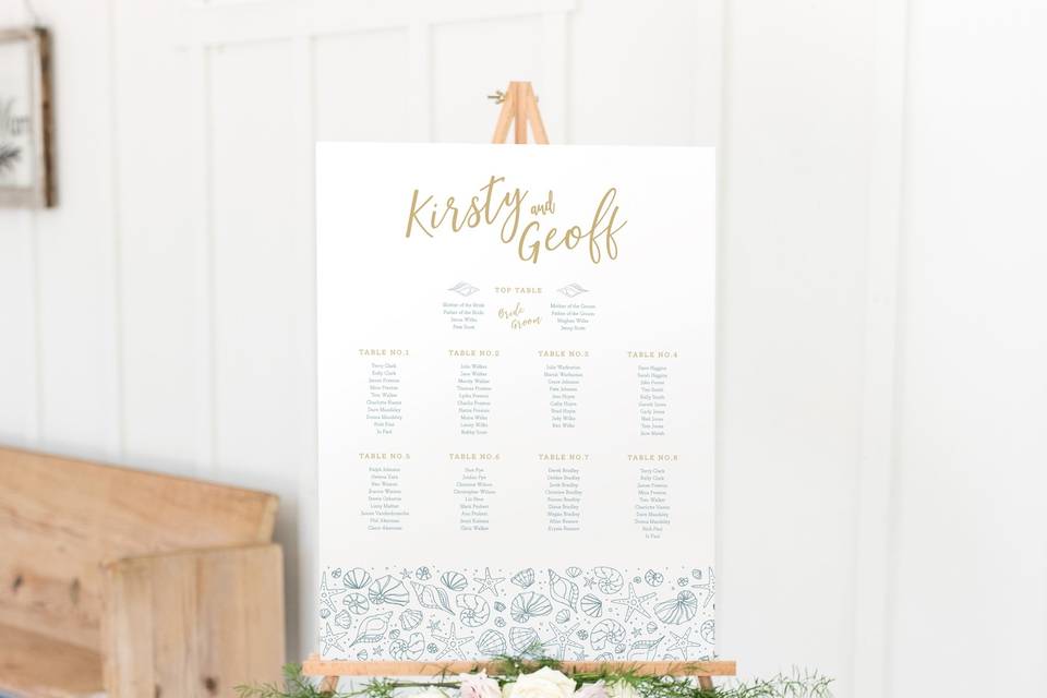 Beach Wedding Table Plan