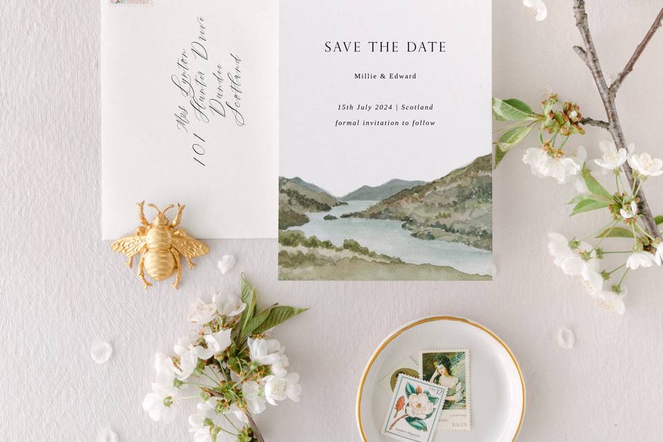 Scottish Loch Save the Date