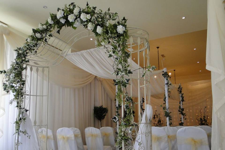 Rose arch and drapes