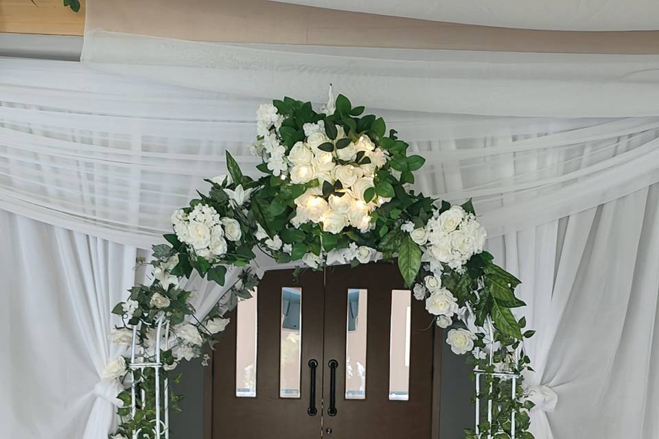 White flower arch