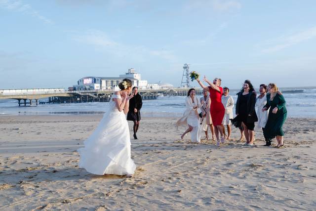 The chaos with a bouquet toss