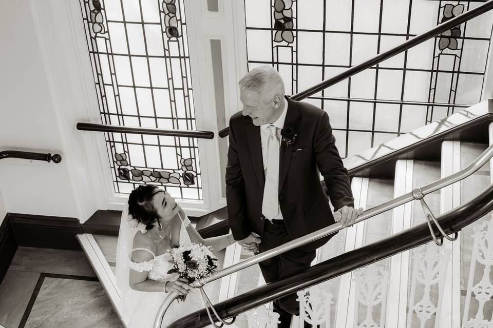 A quiet moment on the staircas