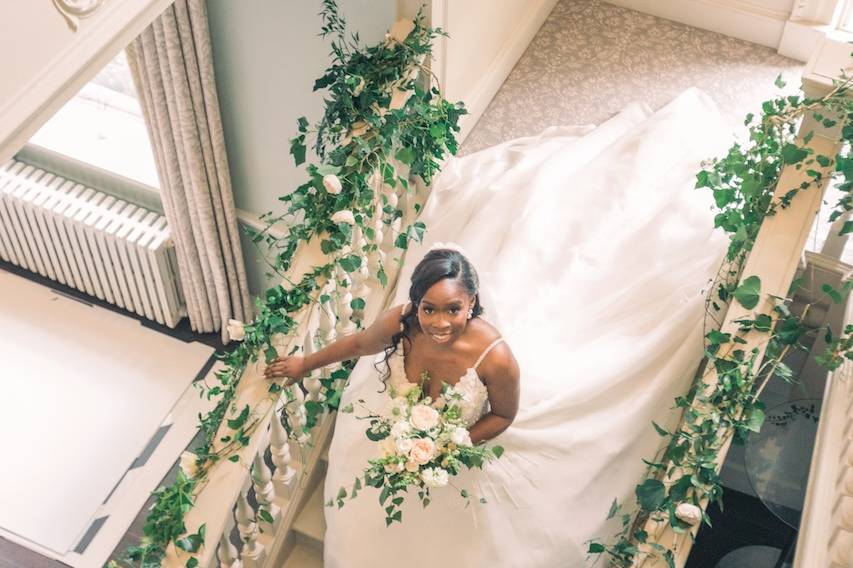 Elegant staircase florals