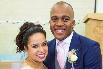 Classic bride with groom