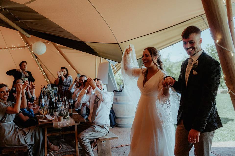 Couples entrance in tipi