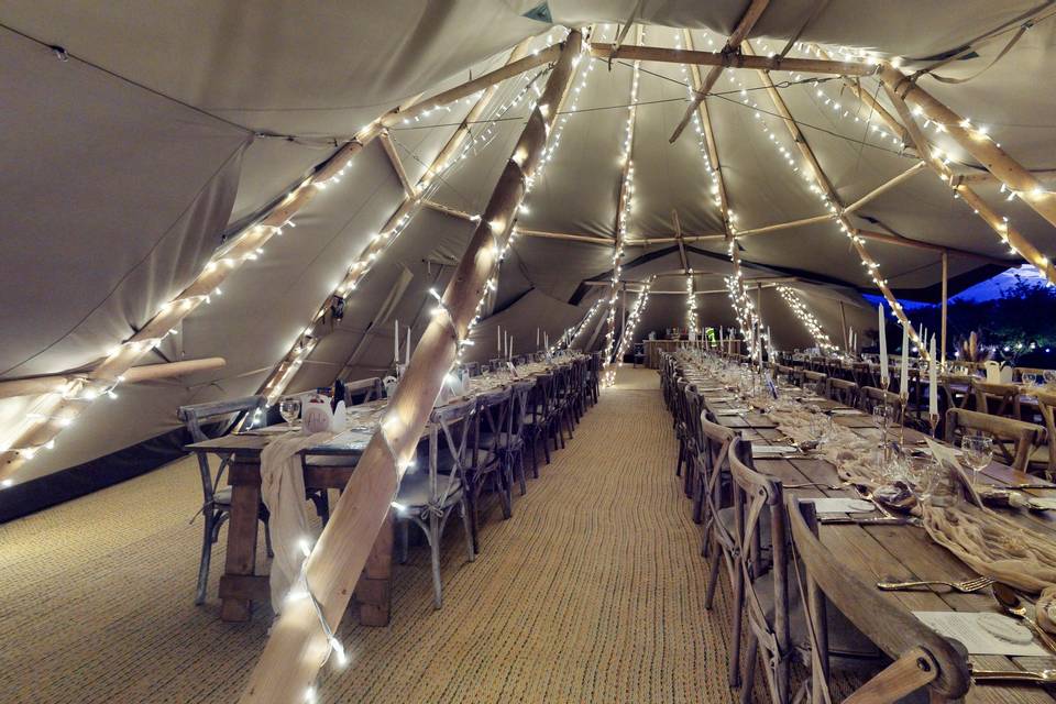 Internal tipi with fairy light