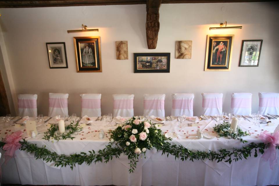 Top Table with Historic Pictures as a Backdrop