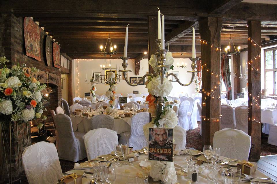 Roman-themed wedding reception
