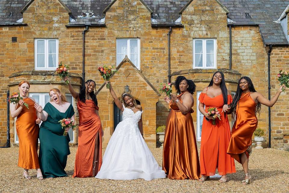 Bride and bridesmaids