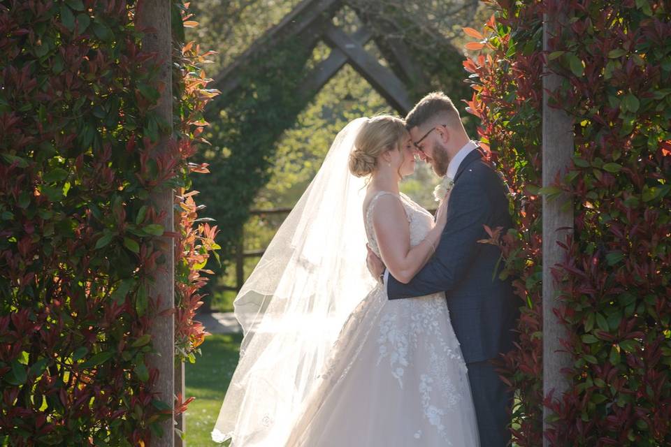 Bride and groom, intimate