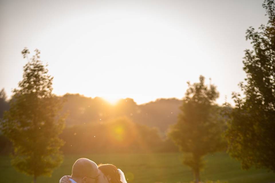 Bride and groom, sunset