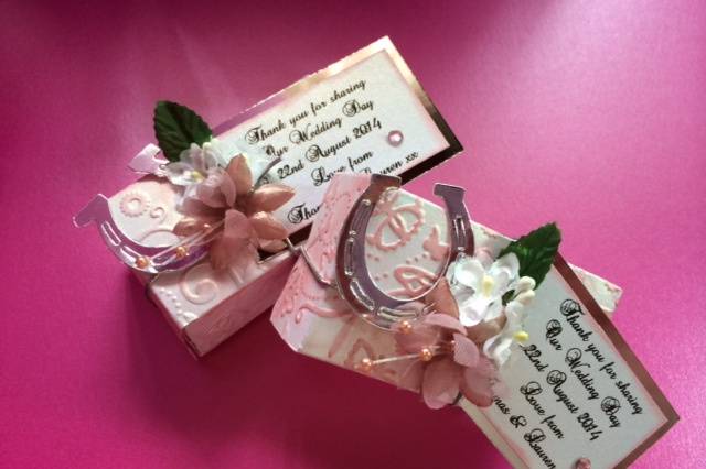 Boxed wedding favour with scro