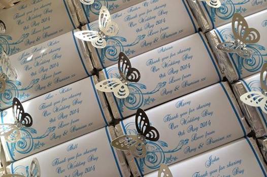 Turquoise placecard chocolate