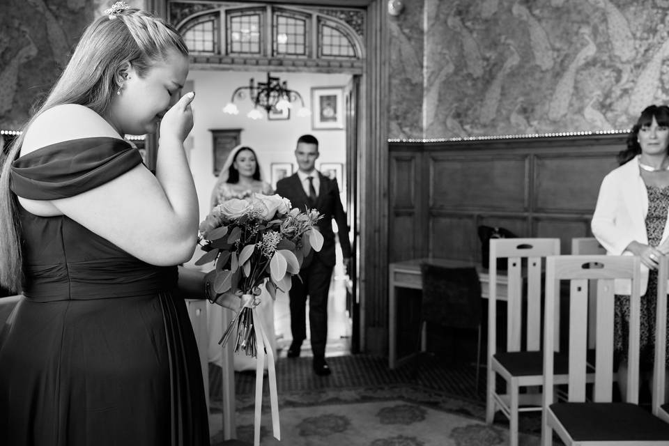 Bride with bridesmaid