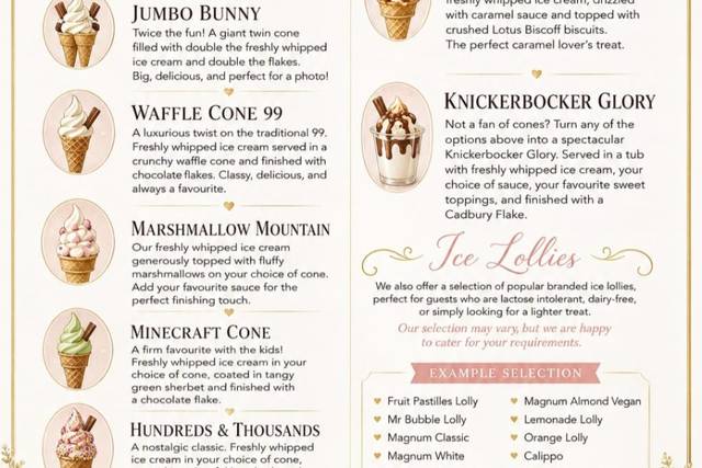 Our wedding menu