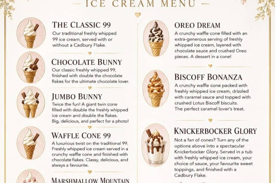 Our wedding menu